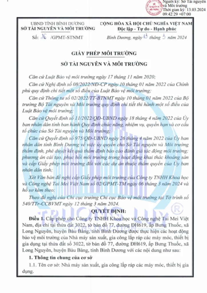 giấy phép moi trường