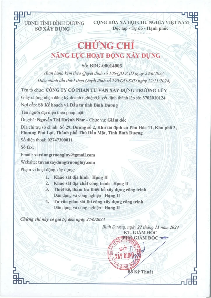 chứng chỉ khảo sát địa hình