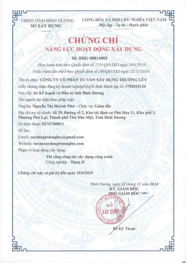 chứng chỉ thi công xây dựng