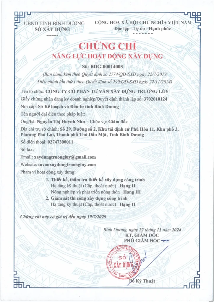 chứng chỉ thiết kế và thẩm tra thiết kế